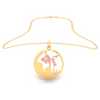 14K circular shape fishbowl shape gold pendant with a rose gold fish from Amazea Collection 