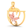 14K fish bowl shape gold pendant with rose gold fish and a cat on top from Amazea Collection 