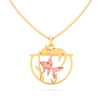 14K fish bowl shape gold pendant with rose gold fish and a cat on top from Amazea Collection 