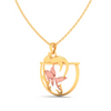 14K fish bowl shape gold pendant with rose gold fish and a cat on top from Amazea Collection 