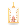 14K gold pendant in the shape of a girl in front of a window from Amazea Collection 