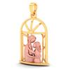 14K gold pendant in the shape of a couple in front of a window from Amazea Collection 