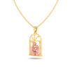 14K gold pendant in the shape of a couple in front of a window from Amazea Collection 