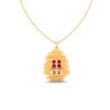 14K gold pendant in the shape of a brick wall with a window and flower pots from Amazea Collection 