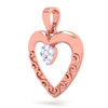 14K heart shape gold pendant with a white stones from Amazea Collection 