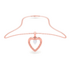 14K heart shape gold pendant with a white stones from Amazea Collection 