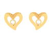 14K Love shaped Gold Earrings with a white stone from Amazea Collection