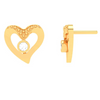 14K Love shaped Gold Earrings with a white stone from Amazea Collection