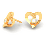 14K Love shaped Gold Earrings with a white stone from Amazea Collection