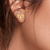 14K Love shaped Gold Earrings with a white stone from Amazea Collection