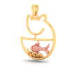 14K Cat shaped fish bowl Gold Pendant with a touch of rose gold from Amazea Collection