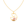 14K Cat shaped fish bowl Gold Pendant with a touch of rose gold from Amazea Collection