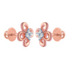 14k (585) Rose Gold and Diamond Stud Earrings for Women