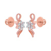 14k (585) Rose Gold and Diamond Stud Earrings for Women