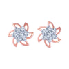 14k (585) Rose Gold and Diamond Stud Earrings for Women