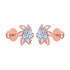 14k (585) Rose Gold and Diamond Stud Earrings for Women