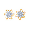 14k (585) Yellow Gold and Diamond Stud Earrings for Women