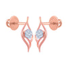 14k (585) Rose Gold and Diamond Stud Earrings for Women