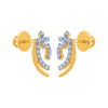 14k (585) Yellow Gold and Diamond Stud Earrings for Women