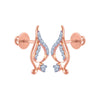 14k (585) Rose Gold and Diamond Stud Earrings for Women