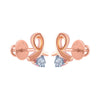 14k (585) Rose Gold and Diamond Stud Earrings for Women