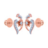 14k (585) Rose Gold and Diamond Stud Earrings for Women