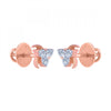 14k (585) Rose Gold and Diamond Stud Earrings for Women