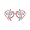 14k (585) Rose Gold and Diamond Stud Earrings for Women