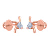 14k (585) Rose Gold and Diamond Stud Earrings for Women