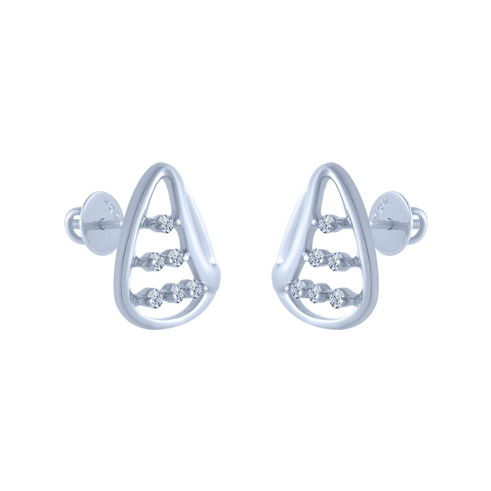 14k (585) White Gold and Diamond Stud Earrings for Women