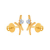 14k (585) Yellow Gold And Diamond Stud Earrings For Women