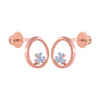 14k (585) Rose Gold and Diamond Stud Earrings for Women