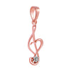 14k Rose Gold Pendant With A Musical Love Note Design And A Diamond Stud