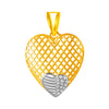 14k Gold Heart Shaped Pendant With Criss Cross And Diamond Details