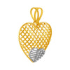 14k Gold Heart Shaped Pendant With Criss Cross And Diamond Details