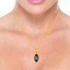 14k Gold Leaf Shaped Black Pendant