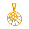 14k Circular Wheel-shaped Pendant With Turtle Shell Design