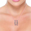 14k Rose Gold Rectangular Pendant, With Circular Stones And Diamond Accents