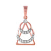 14k Rose Gold Triangular Shaped Pendant With Circular Diamond Designs