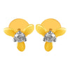 14KT (585) Yellow Gold & Diamond with three Intricate Petals Stud Earrings