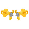 14KT (585) Yellow Gold & Diamond with three Intricate Petals Stud Earrings