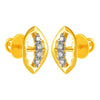 14KT (585) Yellow Gold & Diamond Leaf Shaped Stud Earrings