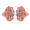 14KT (585) Rose Gold & Diamond Intricate Floral Stud Earrings