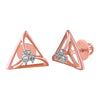 14KT (585) Rose Gold & Diamond Triangle Shaped Stud Earrings