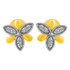 14KT (585) Yellow Gold & Diamond 6 Beautiful Petals Stud Earrings