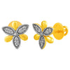 14KT (585) Yellow Gold & Diamond 6 Beautiful Petals Stud Earrings