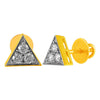 14KT (585) Yellow Gold & Diamond Triangle Shaped Stud Earrings