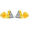 14KT (585) Yellow Gold & Diamond Triangle Shaped Stud Earrings