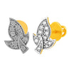 14KT (585) Yellow Gold & Diamond Leafy Stud Earrings