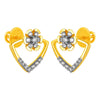 14KT (585) Yellow Gold & Diamond Floral Design Stud Earrings